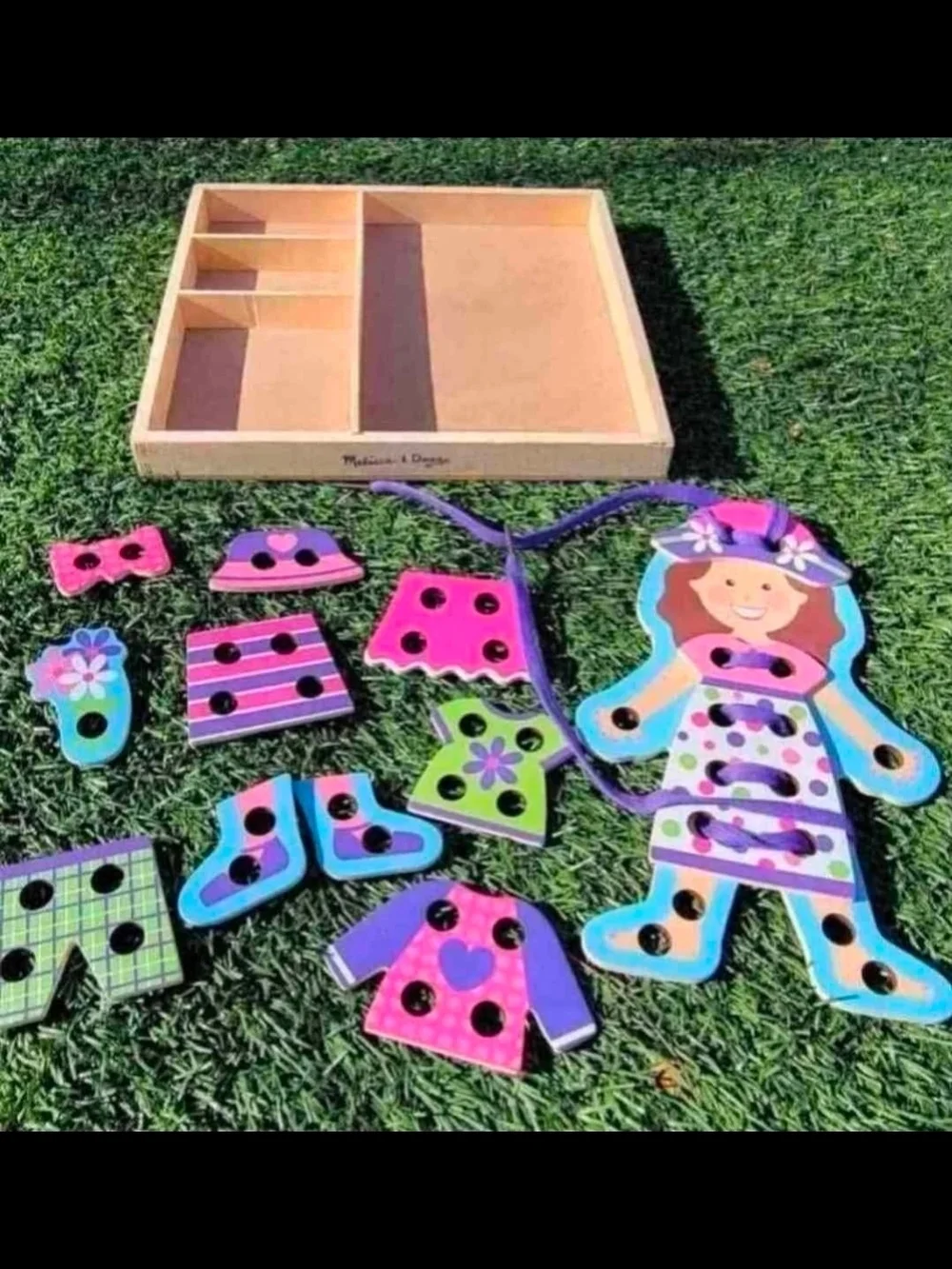 Kids Wooden Lacing Doll Toy - Pink & Purple